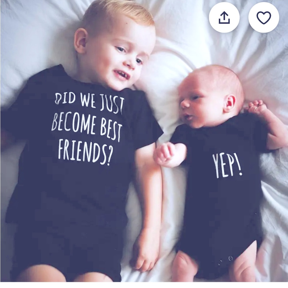New Baby /Brother Set, Sibling Set, Blue Kids shirt size 3T / Bodysuit 6 m